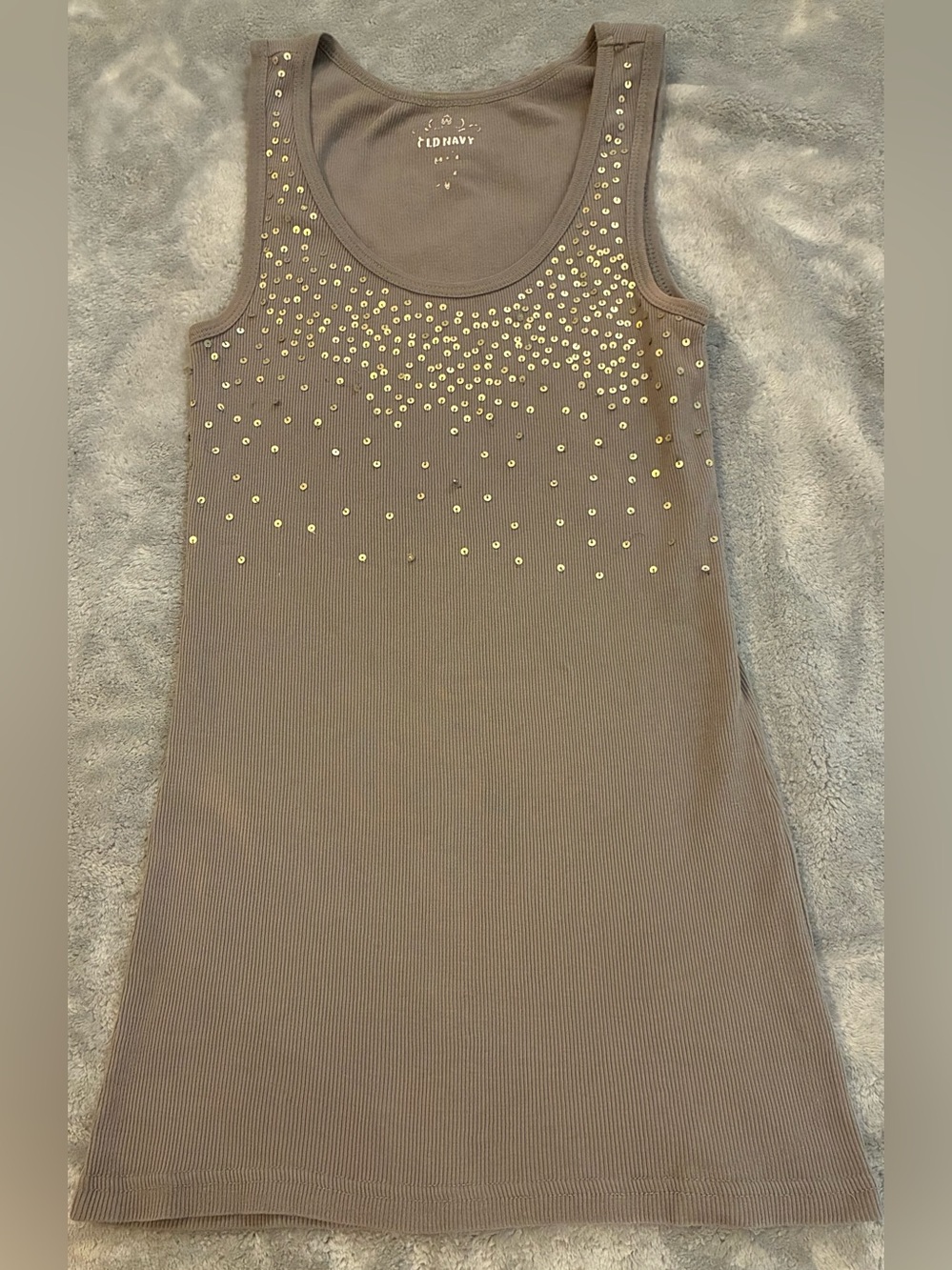 Women’s Old Navy Taupe Ribbed Tank with Gold Studs Size Medium